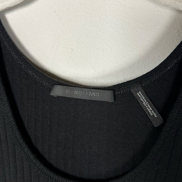 Helmut Lang Black Scoop Neck Ribbed 100% Cotton Sleeveless Top Women's Large - Picture 3 of 5
